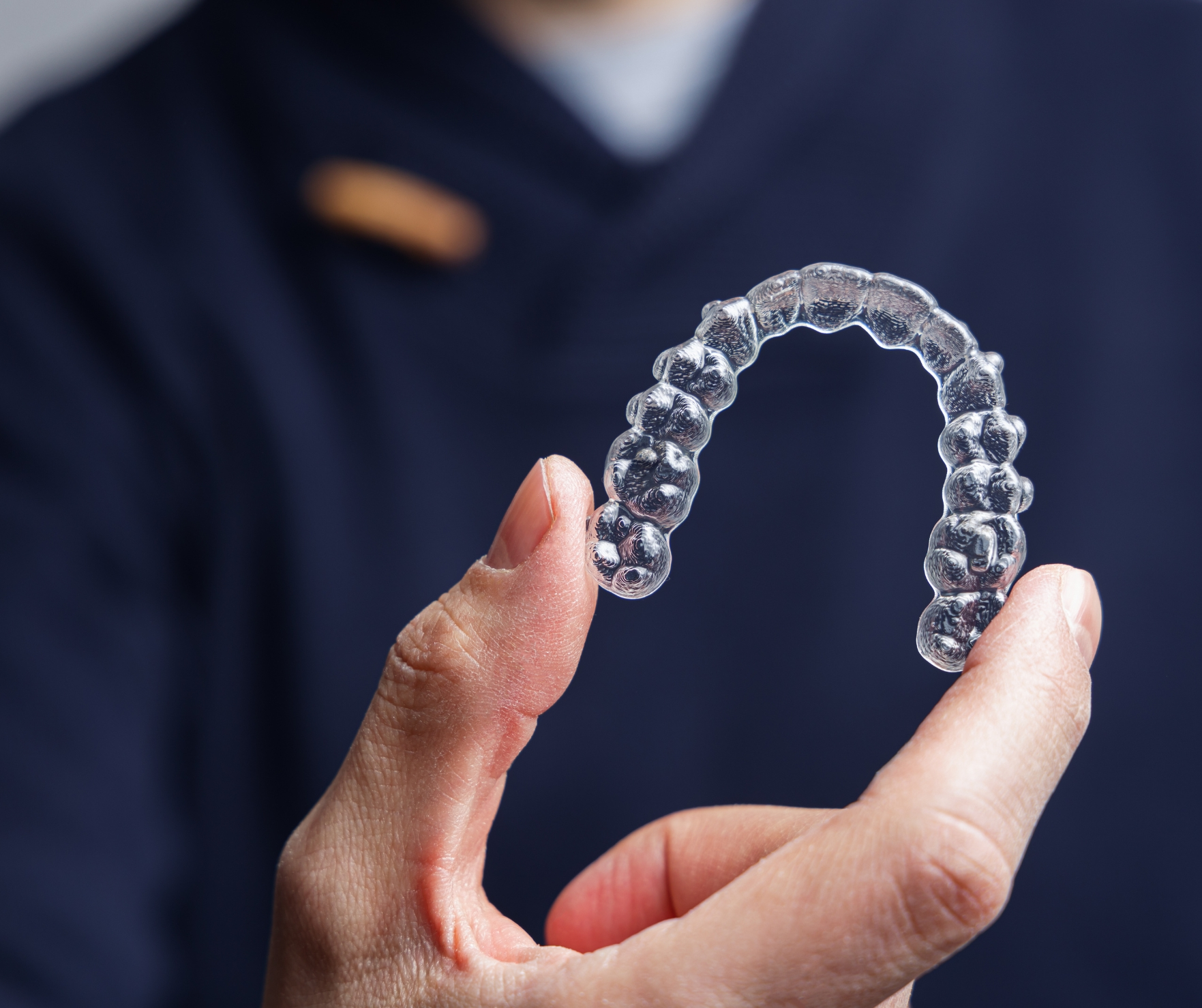 Close-up of aligned teeth after Invisalign treatment